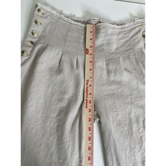Rewash brand Size M Linen Wide Leg Capri Sailor Button Pants Raw Waist Y2K - Picture 6 of 9